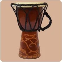 SIMANDRA Trommel Djembe geschnitzt 15 cm Afrikanische Bongo aufwendige Schnitzerei, gefertigt in reiner Handarbeit
