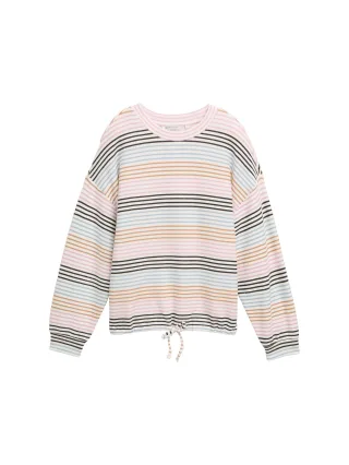 Denim Tom Tailor - Gemustertes Langarmshirt small multicolor stripe - Gr. - S