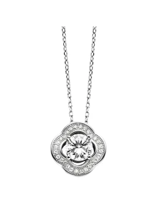 Julie Julsen Anhänger mit Kette 925 Silber rhodiniert Blüte Zirkonia weiß