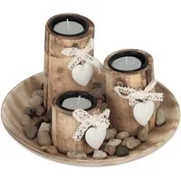 relaxdays Teelichthalter mit Tablett Teelichthalter Set mit Dekoschale