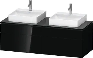 Duravit L-Cube Konsolenwaschtischunterbau wandhängend Schwarz Hochglanz 1420x550x482 mm - LC4872B404 LC4872B40400000