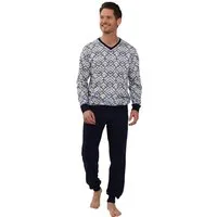 Pastunette Schlafanzug Herren Pyjama lang mit Bündchen (2 tlg) Modisches Design