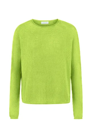 Rich & Royal - Seamless Crew-neck Half Cardigan urban lime - Gr. - L
