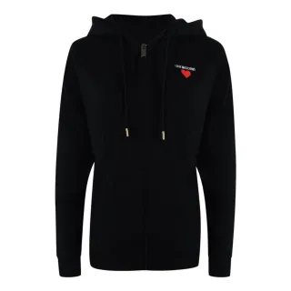 Love Moschino Kapuzenpullover Mit Kleinem, Auffälligem Herzlogo, Schwarz, Mit Reißverschluss
