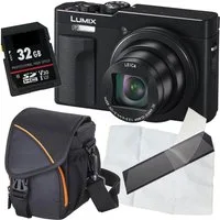Panasonic DC-TZ99 schwarz Digitalkamera Set Angebot Kompaktkamera (inkl. Tasche, Karte, Mikrofasertuch, Display-Schutzfolie)