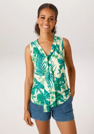 Aniston CASUAL Blusentop mit farbharmonischen Blumen und Blättern bedruckt - NEUE KOLLEKTION