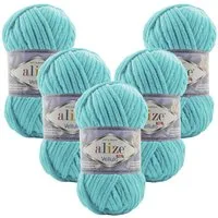 Alize 5 x ALIZE Velluto Häkelwolle, 68 m, Chenillegarn,Kuschelweich für Babydecken, Amigurumi,Samtwolle