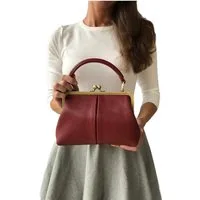 Taschenkinder Handtasche Damen Handtasche Leder "Kleine Olive", Umhängetasche, Vintage Stil., Echtleder Tasche mit Bügelverschluss