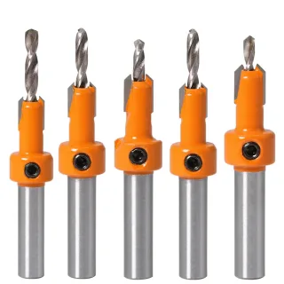 Drillpro 5Pcs Carbide Tip 8mm Shank HSS Woodworking Countersink Router Bit Set Screw Extractor Remon Demolition for Wood