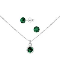 ALEXANDER YORK Schmuckset Kette mit Anhänger, Ohrstecker, SOLITÄR dunkelgrün, 4-tlg.