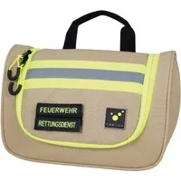 tee-uu Kulturbeutel Tee-uu HERO Waschbeutel / Kulturtasche Beige/Khaki (1-tlg., robust & praktisch), mit Rettungsdienst- / Feuerwehr-Emblem