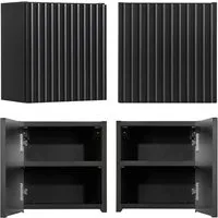 Lomadox Hängeschrank NEWPORT-56-BLACK 30x30cm, Badmöbel Wandschrank schwarz, gerillte Front