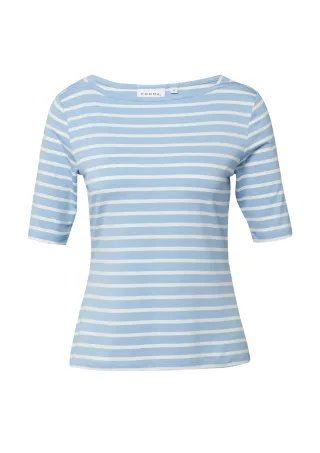 comma - T-Shirt blau|creme - Gr. - 36