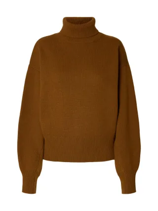 selected men - Rollkragenpullover braun - Gr. - S