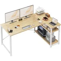 HOMALL Computertisch Eckschreibtisch Reversibel L Förmiger Schreibtisch mit Regal (120/140/160cm,PC Tisch,L-Computertisch,Schreibtisch,Geeignet für Büro, Arbeitszimmer)