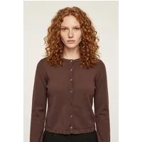 ONLY Strickjacke ONLCINDEREL LS O-NECK FRILL CARDI CC KNT Materialmix, regular fit