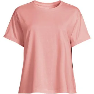 Supima® Shirt mit kurzen Rollärmeln für Damen, Damen, size: regular, Pink, Baumwolle, by Lands' End