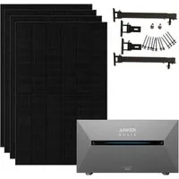 Anker Balkonkraftwerk Solix 1820W Photovoltaikanlage Komplettset mit Solarbank E1600 2 Pro, 1820 W, N typ Glas-Glas, Vollschwarz, (Set, 4-St., 4 Solarmodule+1 Anker Solix 2 Pro+0/1 Smarte Meter +0/1/2 BP1600), integriertem Wechselrichter, Wifi, Bluet