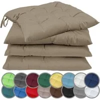 NatureMark Sitzkissen 4er-Set Stuhlkissen 40x40cm mit Bändern, Sitzpolster Kissen 4er Pack, schadstoffgeprüft, Sand