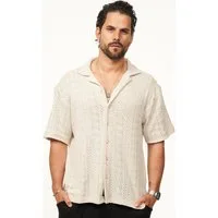 CARISMA Kurzarmhemd für Herren im Vintage Summer-Look im Crochet-Stil Kurzarm Strick Polo-Hemd T-Shirt im Retro-Stricklook
