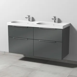 Sanipa 3way Waschtischunterbau zu Geberit Acanto Waschtisch mit 4 Auszügen, Anthrazit-Glanz UF42079