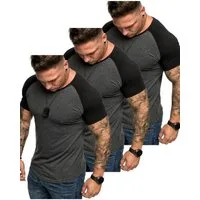 Amaci&Sons T-Shirt 3. OMAHA 3er-Pack T-Shirts (3er-Pack) Herren Basic Oversize Kontrast Raglan T-Shirt