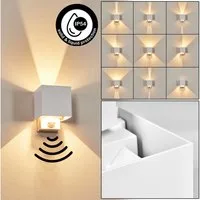 hofstein Außen-Wandleuchte Außenwandlampe mit Bewegungsmelder aus Metall/Kunststoff in Weiß/Klar, moderne Leuchte mit Up&Down-Lichteffekt für Garten/Terrasse/Hof, IP54