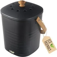 HMF Biomülleimer 3780-3L Geruchsdichter Komposteimer mit Aktivkohlefilter, kleiner Bio Mülleimer für die Küche mit Deckel, 3L, Schwarz