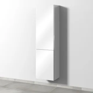 Sanipa 3way Stauraumschrank mit 1 Tür und 1 Wäschekorbklappe, Weiß-Glanz BS18478