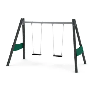PRO Zeph Doppelschaukel für öffentliche Spielplätze & Kitas - Robuste Gummisitze mit Stahlketten - Sicherheitsbereich 740x290cm - Wickey