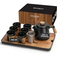 MiaMio Teeservice japanisch mit 6 Teebechern, 100 ml, Schwarz, Keramik