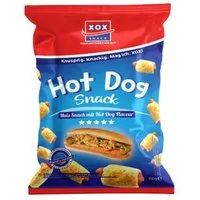 XOX Knabberei, XOX Hot Dogs knuspriger Maissnack mit Hot Dog Geschmack 100g