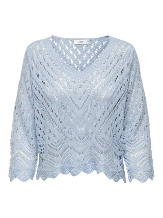 JDY - JDYNEW SUN 3/4 CROPPED PULLOVER KNT NOOS Cashmere Blue - Gr. - L