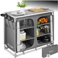 tectake Campingtisch Camping-Klapptisch, Maße: 97 x 47,5 x 78 cm, lässt sich falten (Outdoor-Tisch, 1-St., in grau), Wetterbeständig, Stauraum mit 6 Fächern, inklusive Tragetasche