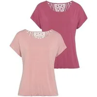 Vivance Kurzarmshirt mit sommerlicher Häkelspitze am Rücken (2er-Pack) aus luftigem Viskose-Stretch