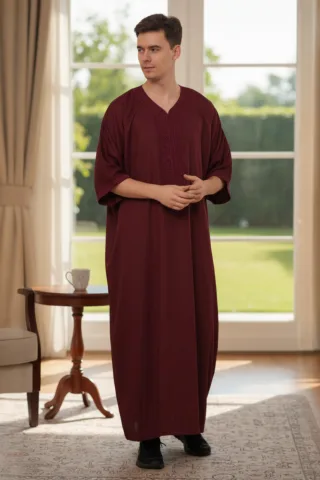Rote marokkanische Thobe Jubba Robe für Herren Eid Djellaba Gandoura LFS - HM62