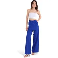 fashionshowcase Schlupfhose Damen High Waist Marlenehose weit elastisch Taschen Elastischer Bund, Alltags-Allrounder