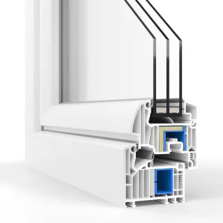 VEKA Softline 82 MD Passive, Fenster Kunststoff, Weiß, 500 x 500 mm, einteilig festverglast, individuell konfigurieren