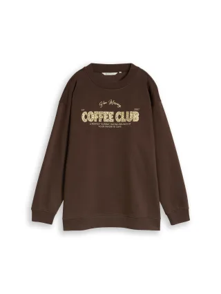 Denim Tom Tailor - Oversize Sweatshirt mit Print cool dark brown - Gr. - XL
