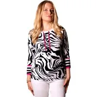 Passioni 3/4 Arm-Pullover mit Zebramuster Rundhalsausschnitt, Zebrastreifenmuster, gestreift