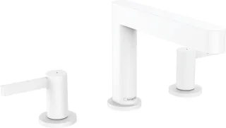 Hansgrohe 3-Loch Waschtischarmatur 110 Finoris mit Push-Open Ablaufgarnitur mattweiss, 76033700 76033700