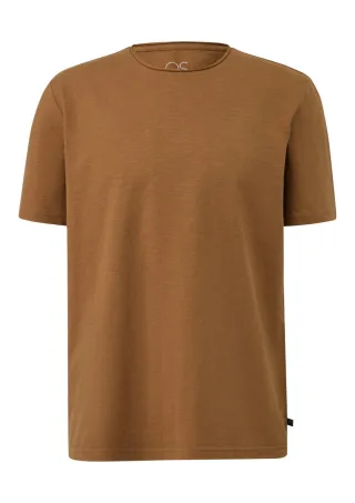 Q/S designed by - Rundhals-T-Shirt mit Rollkante braun - Gr. - M