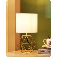 EDISHINE Nachttischlampe Moderne Tischlampe Industrial, LED wechselbar, 2700 K Warmweiß, Vintage Tischleuchte mit goldenem Fuß und E14 Leuchtmittel