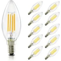 ZMH LED-Leuchtmittel C35 E14, LED Glühbirne Kerzenlampe 4 W, 2700 K warmweiß, E14, 10 St., Warmweiß, Filament klar, nicht dimmbar