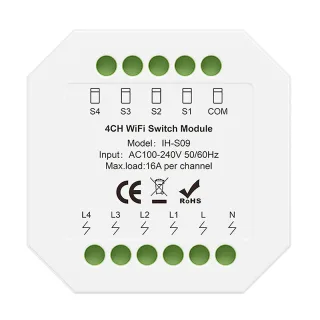IH S09 1-4CH 16A WiFi Smart Switch Module Support Timing Function for Home Automation Tuya Smart Life APP Voice Control
