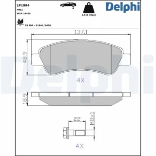 Delphi Bremsbel?ge hinten Citroen Fiat Peugeot LP1994