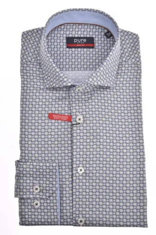 pure - PURE- City Hemd slim fit Langarm blau - Gr. - XL