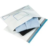 NIPS Versandtasche PostSafe Polyethylen extrastark (5 Stück), weiß, reißfest, mit Selbstklebeverschluss, Plastik Versandbeutel