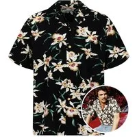 Paradise Found Hawaiihemd Tom Selleck "Star Orchid" Original Hawaiihemd Kurzarm FrontTasche