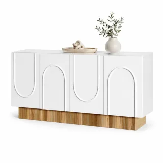 Stilvora Sideboard, Weiß, Natur, Metall, Holzwerkstoff, Rechteckig, 160x38x75 cm, Wohnzimmer, Kommoden & Sideboards, Sideboards